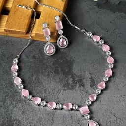 ZENEME Rhodium Plated AD-Studded Jewellery Set-14