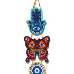 Home Delight Blue & Red Printed Wooden Wall Hanging-image-69