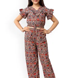 FELLAMO Printed V-Neck Short Sleeves Top And Trousers-14