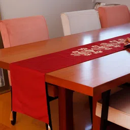 ZEBA Red Embroidered Table Runner-27