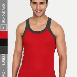 T.T. Men Pack Of 3 Titanic Pure Cotton Ribbed Gym Basic Vests-image-73