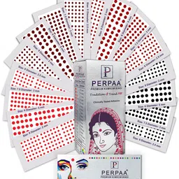 PERPAA  Premium Kumkum Set Of 16 Velvet Sticker Kumkum Bindi-Red 06-Black 7.5-Dark maroon 08-Light maroon 09-38
