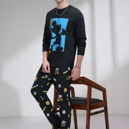 HIGHLANDER Mickey Mouse Printed Cotton T shirt With Pyajama-image-14