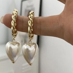 lady raiment White heart hanging earring Crystal Alloy Stud Earring image 2
