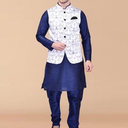 PRINTINDIA Men Regular Pure Silk Kurta with Trousers-image-102