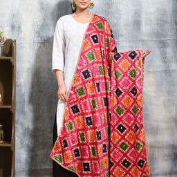 swatika Geometric Printed Mirror Work Dupatta-13
