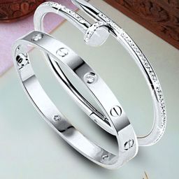 DressBerry Women 2 American Diamond Antique Silver-Plated Kada Bracelet-52