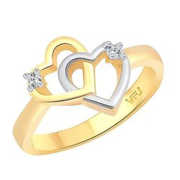 Vighnaharta Double Heart Gold-Plated Cubic Zirconia-Studded Adjustable Finger Ring-image-73