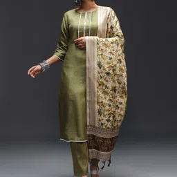 VredeVogel Yoke Design Regular Sequinned Kurta With Trousers & Dupatta-picture-5