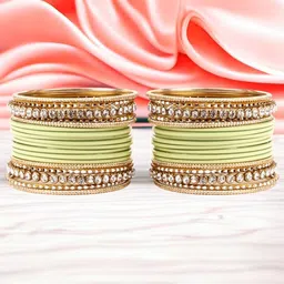 leshya Set Of 36 Brass-Plated Kundan-Studded Bangle-image-27