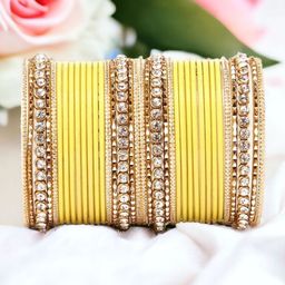 leshya Set Of 36 Brass-Plated Kundan-Studded Bangle-image-82