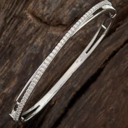 Kushal's Fashion Jewellery White Rhodium Plated Stone-Studded Bangle-image-88