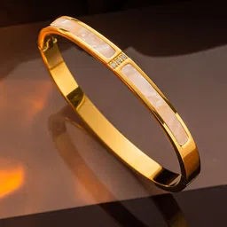 Designs & You Mother of Pearl Gold-Plated Stainless Steel Bangle-Style Bracelet-26