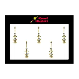 Comet Busters Gold-Toned Embellished Bindis - 5 Pcs-19