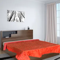 Kuber Industries Red & White Floral Mild Winter 300 GSM Double Bed Blanket-image-82
