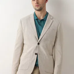 SELECTED Notched Lapel Long Sleeves Single-Breasted Slim Fit Blazers-image-2