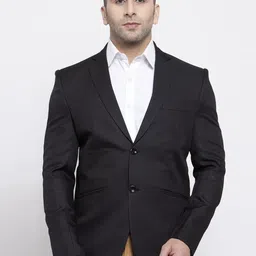 Wintage Men Black Solid Tailored-Fit Single-Breasted Blazer-image-34