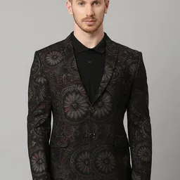 ESSAS club Ethnic Motifs Printed Slim-Fit Single-Breasted Blazer-50