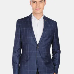 AD By Arvind Men Checked Tailored-Fit Single Breasted Blazer-picture-29