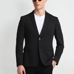 Arrow Notched Lapel Long Sleeves Slim-Fit Single Breasted Blazer-23