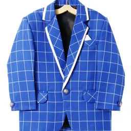 BAESD Boys Checked Single Breasted Blazer-image-14
