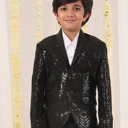 VASTRAMAY Boys Embellished Single Breasted Blazer-image-6