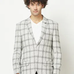 Crimsoune Club Men Grey Checked Casual  Blazers-image-98