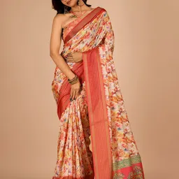 SANJANA  SILK Floral Printed Sequinned Maheshwari Saree-picture-18