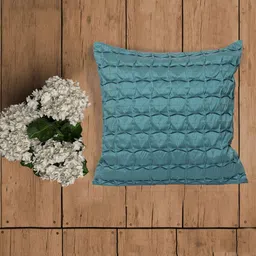 ZEBA Blue Self Design Square Cushion Cover-image-29