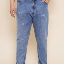 John Pride Men Plus Size Mid-Rise Low Distress Light Fade Stretchable Jeans-18