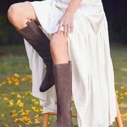 Saint G Brown Suede Leather Pull On Knee High Boots-51