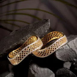 Saraf RS Jewellery Set Of 2 Gold-Plated White AD-Studded Handcrafted Bangles-54