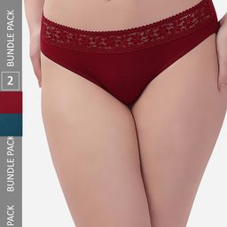 Soie Pack of 2 Mid Rise Full Coverage Super Soft Micro Modal Lace Detailed Brief-62