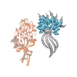 Mahi Set Of 2 Stone-Studded Brooch-1
