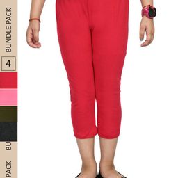 IndiWeaves Girls Pack Of 4 Pure Cotton Capris-image-75