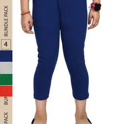 IndiWeaves Girls Pack Of 4 Pure Cotton Capris-image-87
