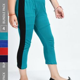 IndiWeaves Girls Pack Of 4 Striped Pure Cotton Capris-image-37