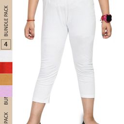 IndiWeaves Girls Pack Of 4 Pure Cotton Capris-image-112
