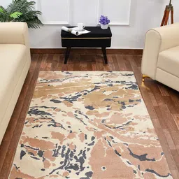 PRESTO Beige & Grey Abstract Printed Rectangular Carpet-1