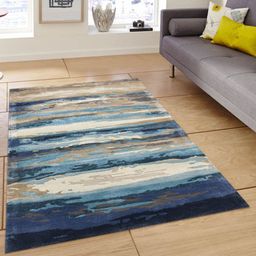 saraswatii global Emerald Brown & Blue Abstract Printed Hand-Tufted Carpet-6