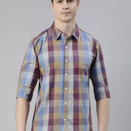Joven Slim Fit Checked Pure Cotton Casual Shirt-image-15
