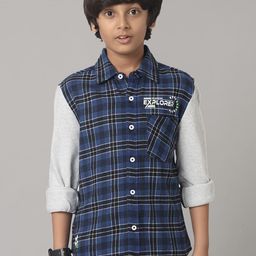 UNDER FOURTEEN ONLY Boys Tartan Checks Cotton Casual Shirt-image-25
