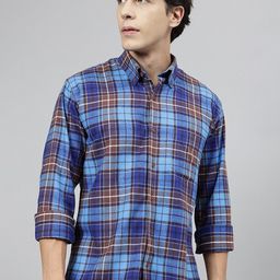 Hancock Standard Slim Fit Plaided Flannel Checked Button Down Collar Twill Cotton Shirt-image-55