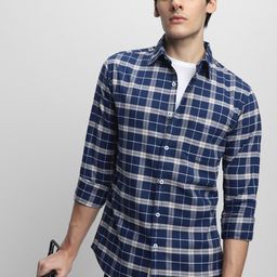 Dennis Lingo Slim Fit Tartan Checked Pure Cotton Casual Shirt-image-51