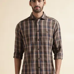 Andamen Premium Slim Fit Tartan Checked Cotton Casual Shirt-image-28