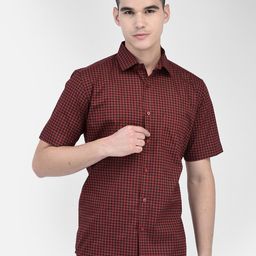 Zeal Grid Tattersall Checked Standard Pure Cotton Casual Shirt-image-96
