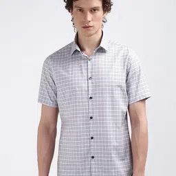 Calvin Klein Men Grid Tattersall Checks Slim Fit Casual Shirt-image-30