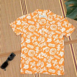 The Lion and The Fish Boys Comfort Printed Cuban Collar Casual Shirt-image-83