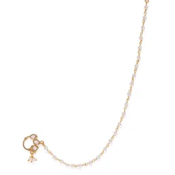 AccessHer Gold Plated White Kundan Studded Chained Nose Ring-image-77