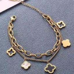 Designs & You Gold-Plated Mother of Pearl Charm Bracelet-33